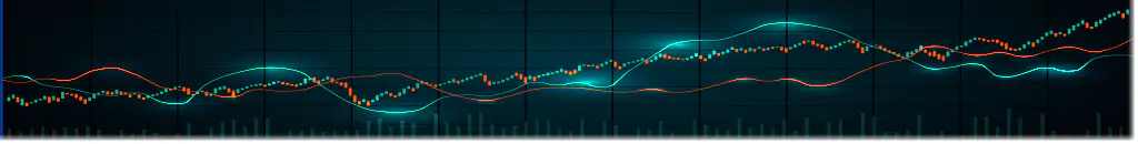 An abstract graphic with a green glow tracking a graph.