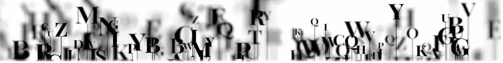 Abstract graphic filled with English letters