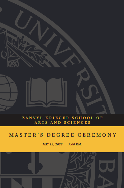 Master's Degree Ceremony 2022 May 18 Program Cover