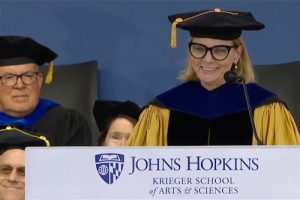 Veronica Donahue during graduation ceremony, Johns Hopkins Krieger School of Arts & Sciences