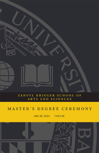 Zanvyl Krieger School of Arts and Sciences, Master's Degree Ceremony, May 20, 2024, 7 p.m.