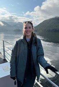 Maddie Myers on a boat in Alaska.