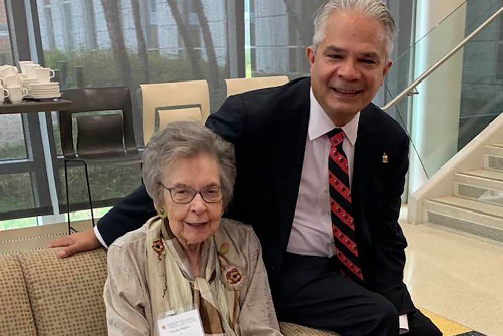 Osher member, Maurine Beasley with Rafael Lorente, Dean of the Phillip Merrill College of Journalism.
