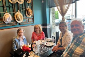 Pictured left to right: Maureen Beasley, Betty Silverglate, Lídia Almidon, and Henri Altarac from Osher at JHU’s Learn Spanish class.