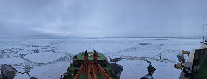 view from the boat, breaking through ice