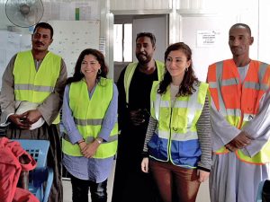 Lama Elhatow (second from left) and colleagues on an Infinity site visit.