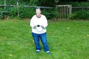 Irene Jazowick testing out a drone.